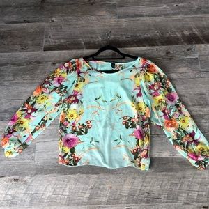 Windsor Sheer Mint Floral Blouse Size M